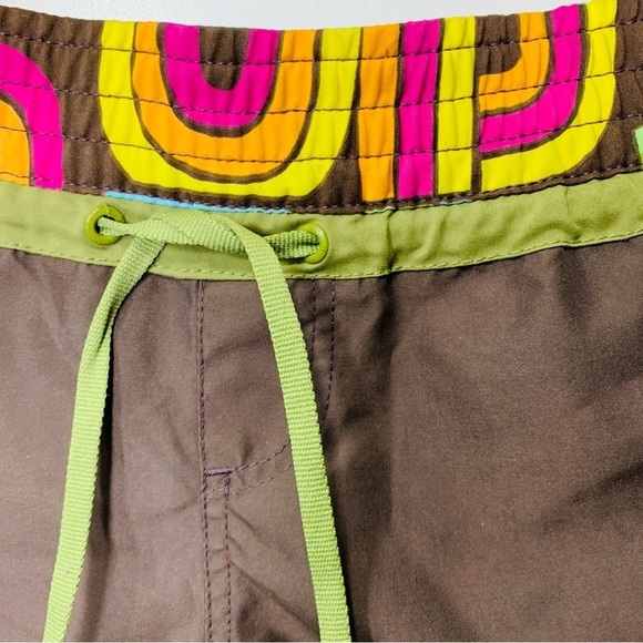 ROXY Brown Retro Colorful Festival Hot Pants Drawstring Shorts Sz 7 - Picture 3 of 10